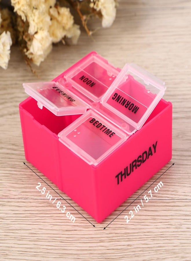 Healeved 7-Day Weekly Pill Organizer with 28 Compartments 4 Daily Sections Colorful Medicine Box with Push Button Lids for Easy Medication Management at Home - Image 4